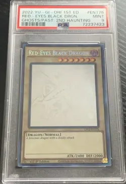 Yu-Gi-Oh! TCG 2022 Red-Eyes Black Dragon Ghost Rare Foil 1st Ed PSA 9 - Image 3