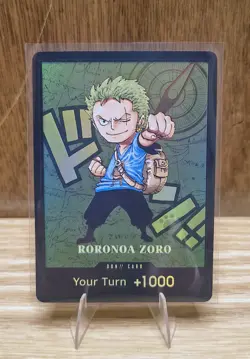 One Piece - Chibi Roronoa Zoro Custom Art Don!! Card - Holo - Textured - NM - Image 1