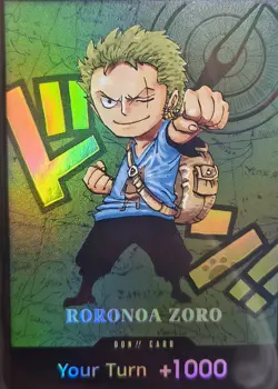 One Piece - Chibi Roronoa Zoro Custom Art Don!! Card - Holo - Textured - NM - Image 2