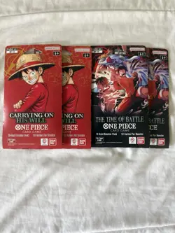 Sealed One Piece Sleeved Booster Pack Lot - 4 Packs (2x OP-13 / 2x OP-16) - Image 1