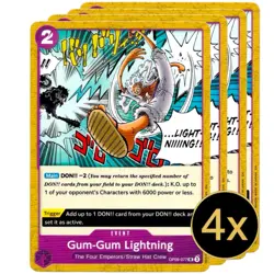 4x Gum-Gum Lightning OP09 One Piece Playset NM #OP09-077 - Image 1