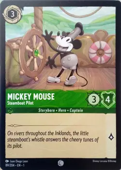 89/204 MICKEY MOUSE STEAMBOAT PILOT THE FIRST CHAPTER COMMON DISNEY LORCANA CARD - Image 1