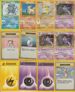 Lot 12 anciennes card POKEMON 1999 SET DE BASE EX/POOR Tetarte BS 38/102 Energie - Image 1