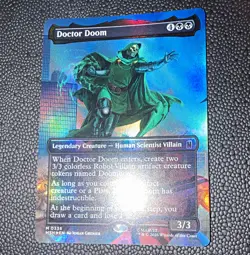 Doctor Doom 0336 Borderless Foil Mythic Blue/Black - Marvel Super Heroes MTG - Image 1