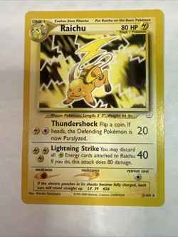 Pokemon Card Raichu 21/64 Neo Revelation Rare WOTC Vintage 2001 NM - Image 1