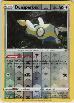 Reverse Holo Dunsparce 137/189 Common Darkness Ablaze Near Mint - Image 1