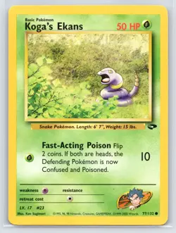 Koga's Ekans 77/132 Gym Challenge Pokemon Card Vintage WOTC Common - Nm/Vlp - Image 1