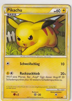 Pokemon Card Heartgold Soulsilver No. 78/123 Pikachu German - Image 1