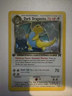 Dark Dragonite 5/82 1st Edition Holo Team Rocket WOTC Pokemon 2000 - Image 1