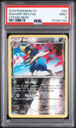 2016 Pokemon XY Steam Siege #64 Bisharp Reverse Foil PSA 9 MINT - Image 1