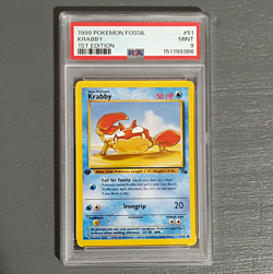 Wizards of the Coast Pokemon TCG Krabby 51/62 Fossil 1st Ed Regular PSA 9 - Image 1