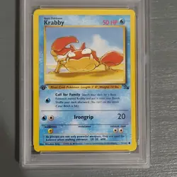 Wizards of the Coast Pokemon TCG Krabby 51/62 Fossil 1st Ed Regular PSA 9 - Image 2