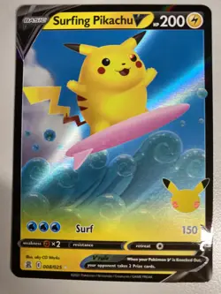 Surfing Pikachu V - 008/025 Celebrations 25th Ultra Rare Pokemon - NM/MINT - Image 1
