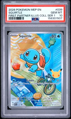 2026 Pokemon Black Star Promo #039 Squirtle First Partner Illus Series 1 PSA 10 - Image 1
