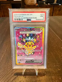 2026 POKEMON ASC EN-ASCENDED HEROES SPECIAL ILLUSTRATION RARE PIKACHU EX PSA 9 - Image 1