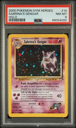 2000 POKEMON GYM HEROES HOLO #14 SABRINA'S GENGAR PSA 8 - Image 1
