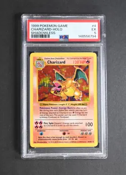 PSA 5 Charizard Holo 4/102 Shadowless Base Set Pokemon Card 1999 Fresh - Image 1