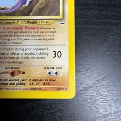 Pokemon Card WOTC Aerodactyl Neo Revelation 1st Edition Rare Card 15/64 Eng 2000 - Image 4