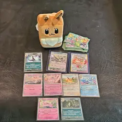 Eevee Plush Deck Box, 8 Cards, Eevee Ex Promo 174 Prismatic Evolutions SPC ETB - Image 2
