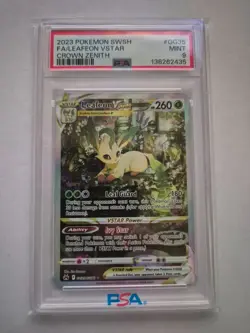2023 POKEMON SWORD & SHIELD CROWN ZENITH #GG35 FULL ART/LEAFEON VSTAR PSA 9 - Image 1