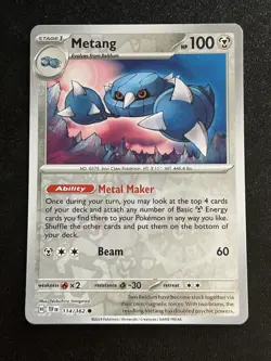 Metang 114/162 SV05: Temporal Forces Reverse Holo - Pokemon Card 114/162 - Image 1