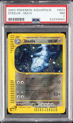 2003 POKEMON AQUAPOLIS #H23 STEELIX-HOLO PSA 7 - Image 1