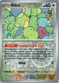 Ditto 151 132/165 Rare Reverse Holo Near Mint - Pokemon Card - Image 1