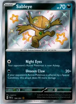 Pokemon Card - Sableye Paldean Fates 184/091 Shiny Rare Holo Near Mint - Image 1