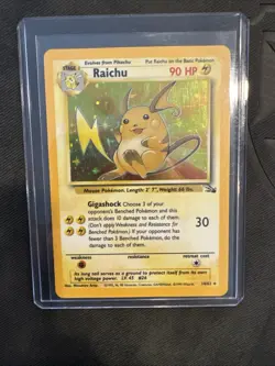 POKEMON TCG RAICHU 14/62 FOSSIL SET 1999 HOLO RARE UNLIMITED VTG WOTC - Image 3