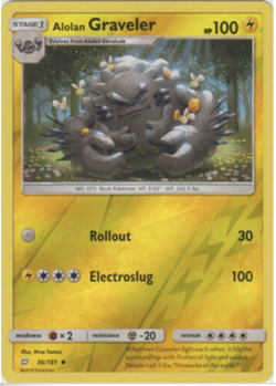 Pokemon - SM9 Team Up - Alolan Graveler - 36/181- Reverse Holo - Rare - NM/M - Image 1