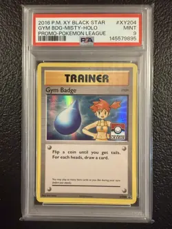2016 POKEMON XY BLACK STAR PROMO POKEMON LEAGUE GYM BADGE-MISTY-HOLO PSA 9 - Image 1