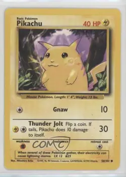 Pikachu Pokemon Base Set #58 1999 - Image 1