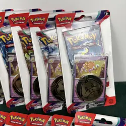 Pokemon TCG Scarlet & Violet Espathra Blister Pack Lot of 16 Sealed w/ Coin - Image 4