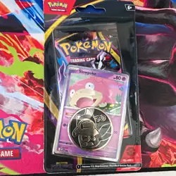 Pokemon TCG Mega Evolution Pitch Black 1-Pack Booster Blister Slowpoke Coin - Image 1