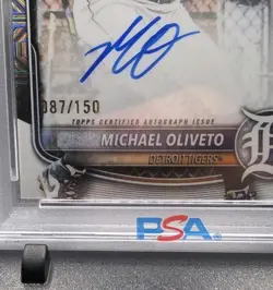 🔥2025 Bowman Draft Chrome Michael Oliveto 1st AUTO PSA 9 Tigers LOW POP CPA-MO - Image 2