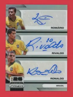 2026 Panini Prizm FIFA World Cup Romario Rivaldo Ronaldo Triple Auto /7 Brazil - Image 1