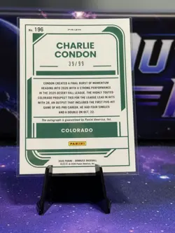 2026 Donruss Baseball Charlie Condon AUTO Optic Purple /99 Rockies - Image 2
