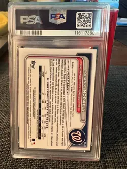 2024 Bowman Yohandy Morales Chrome Auto Green Shimmer Refractor 1st #/99 PSA 10 - Image 2