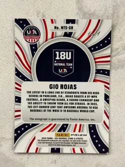 GIO ROJAS 2026 Panini USA Baseball Stars & Stripes BLACK DISCO Auto #'d 1/1 - Image 2