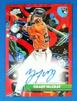 Grant McCray RC 2025 Topps Cosmic Chrome Red Flare ON CARD Auto /5 CCA-GM Giants - Image 1