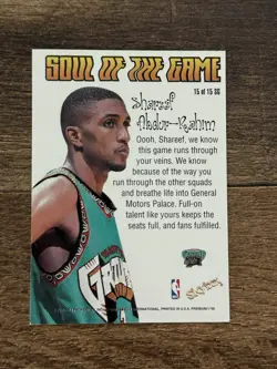 1998-99 Skybox Premium SHAREEF ABDUR-RAHIM Soul of the Game #15 Grizzlies - Image 3