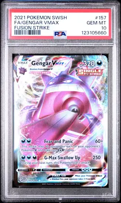 2021 POKEMON SWORD & SHIELD FUSION STRIKE #157 FULL ART/GENGAR VMAX PSA 10 - Image 1