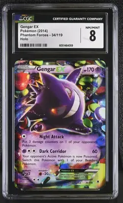CGC 8 GENGAR EX 34 XY PHANTOM FORCES POKEMON - Image 1