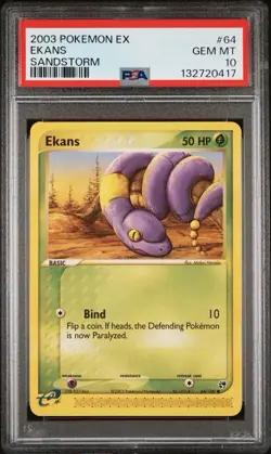 2003 Pokemon EX Sandstorm #64 Ekans PSA 10 Card GEM MINT Low Pop! Free Ship Pop8 - Image 1