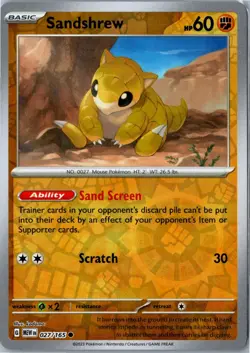Sandshrew 151 027/165 Common Reverse Holo Near Mint - Pokemon Card - Image 1