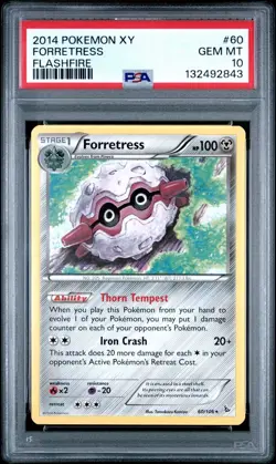 2014 Pokemon XY Flashfire # 60 Forretress Non Holo PSA 10 Card GEM MINT! POP 3! - Image 1
