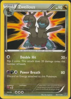 Zweilous #85/114 XY Steam Siege Uncommon Pokemon 2016 TCG Card - Image 1