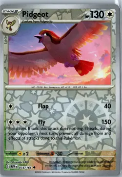 Pidgeot 151 018/165 Uncommon Reverse Holo Lightly Played - Pokemon Card - Image 1