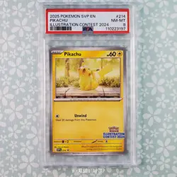 Pokemon Card Pikachu 214 Black Star Promo Illustration Contest 2024 PSA 8 - Image 1