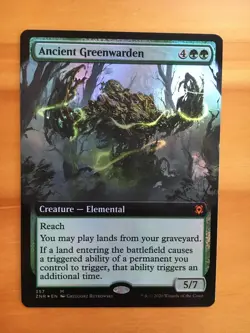 Mtg Zendikar Rising Ancient Greenwarden Extended Art FEA Borderless FOIL NM - Image 1